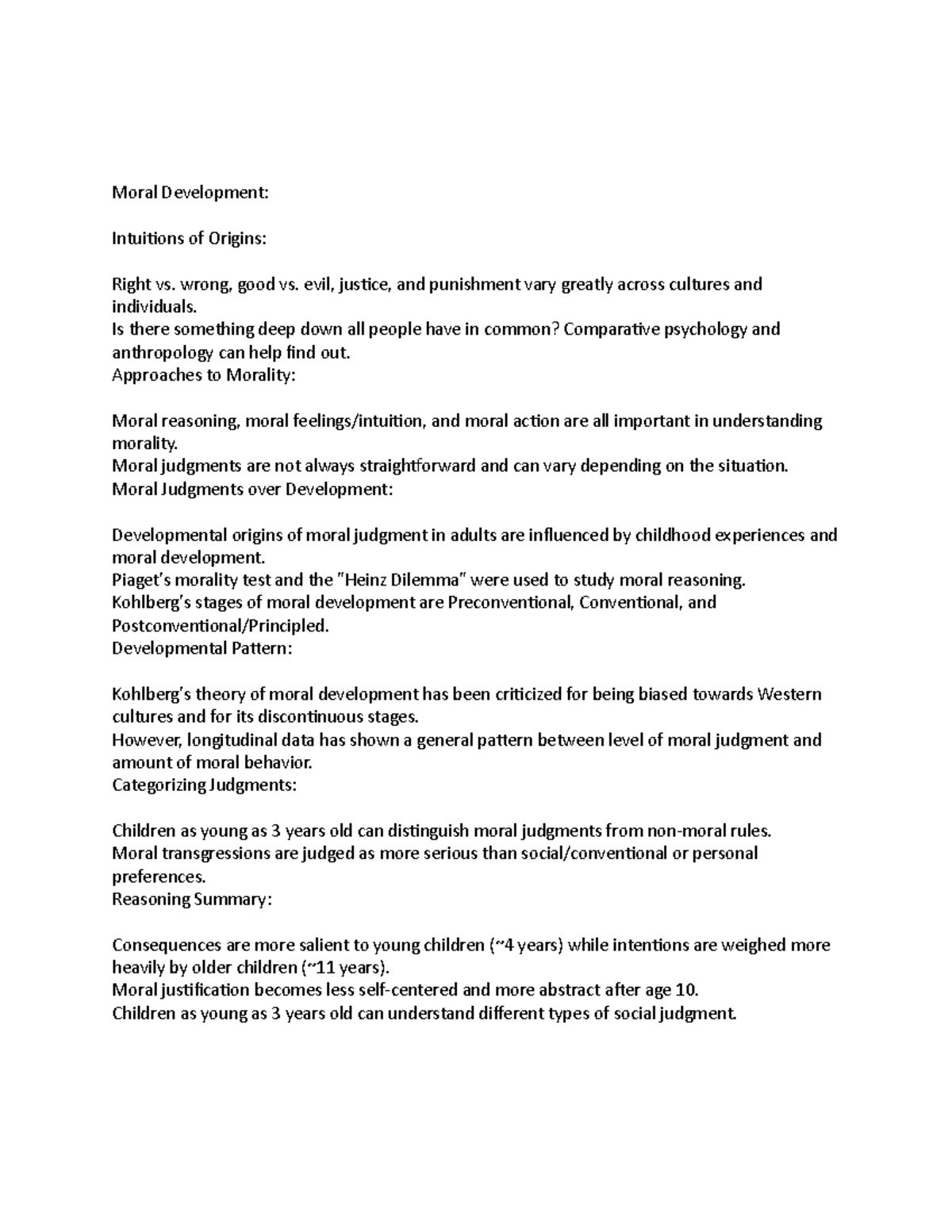 Moral reasoning psych 350 Moral Development Intuitions of