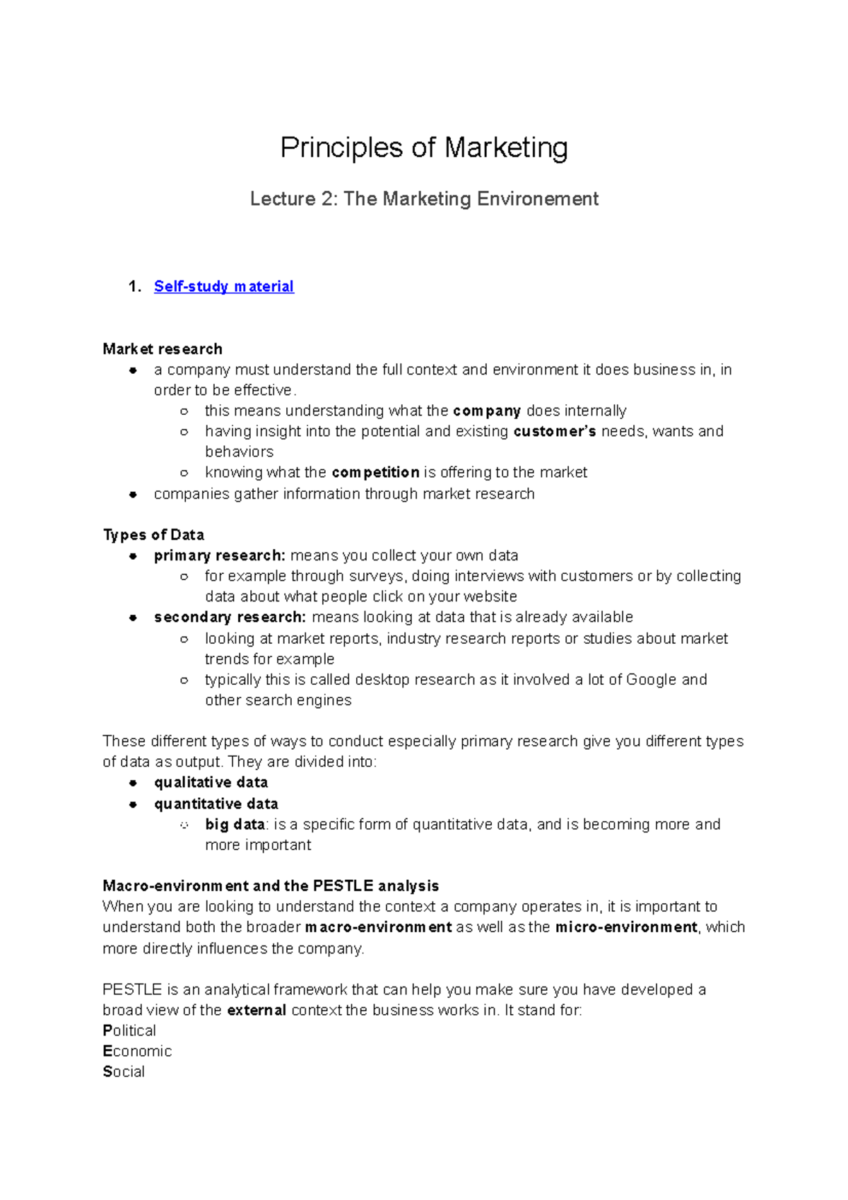 Lecture 2 The Marketing Environment - Principles of Marketing Lecture 2 ...