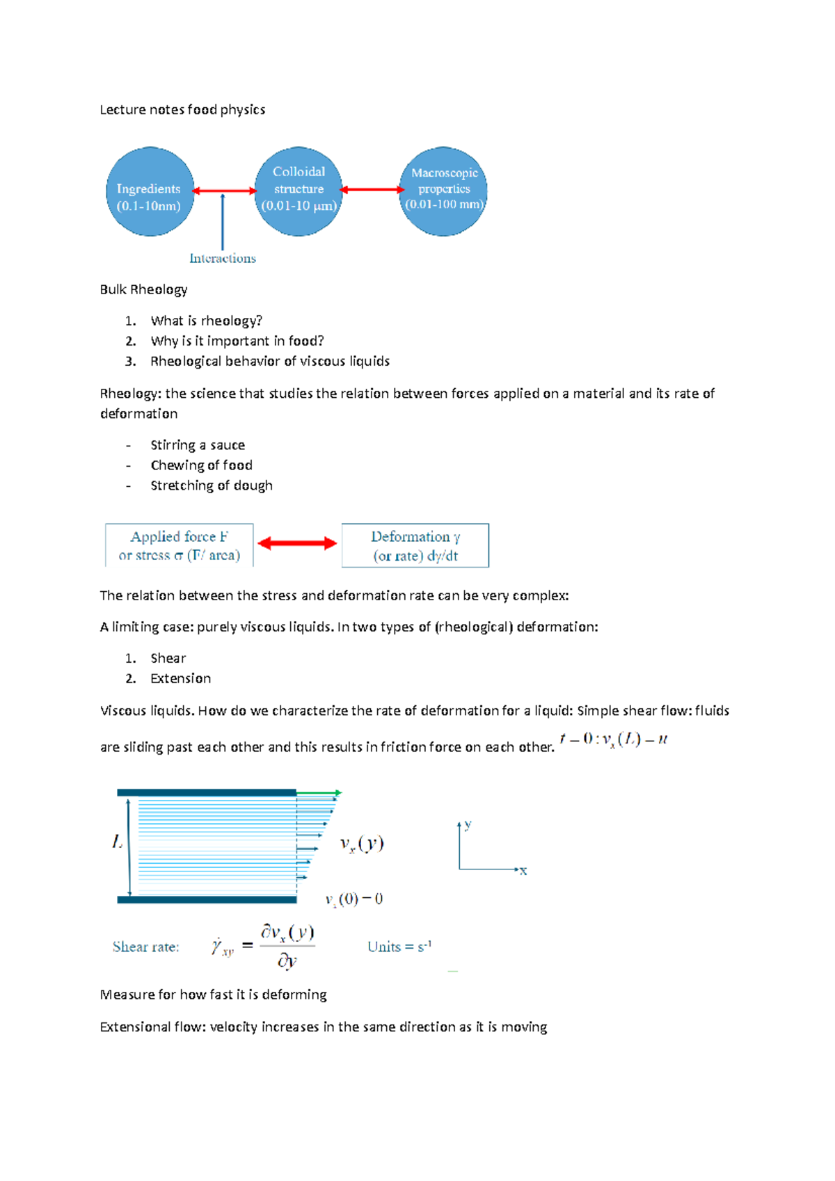 Lecture notes food physics What is rheology? 2. Why is it important