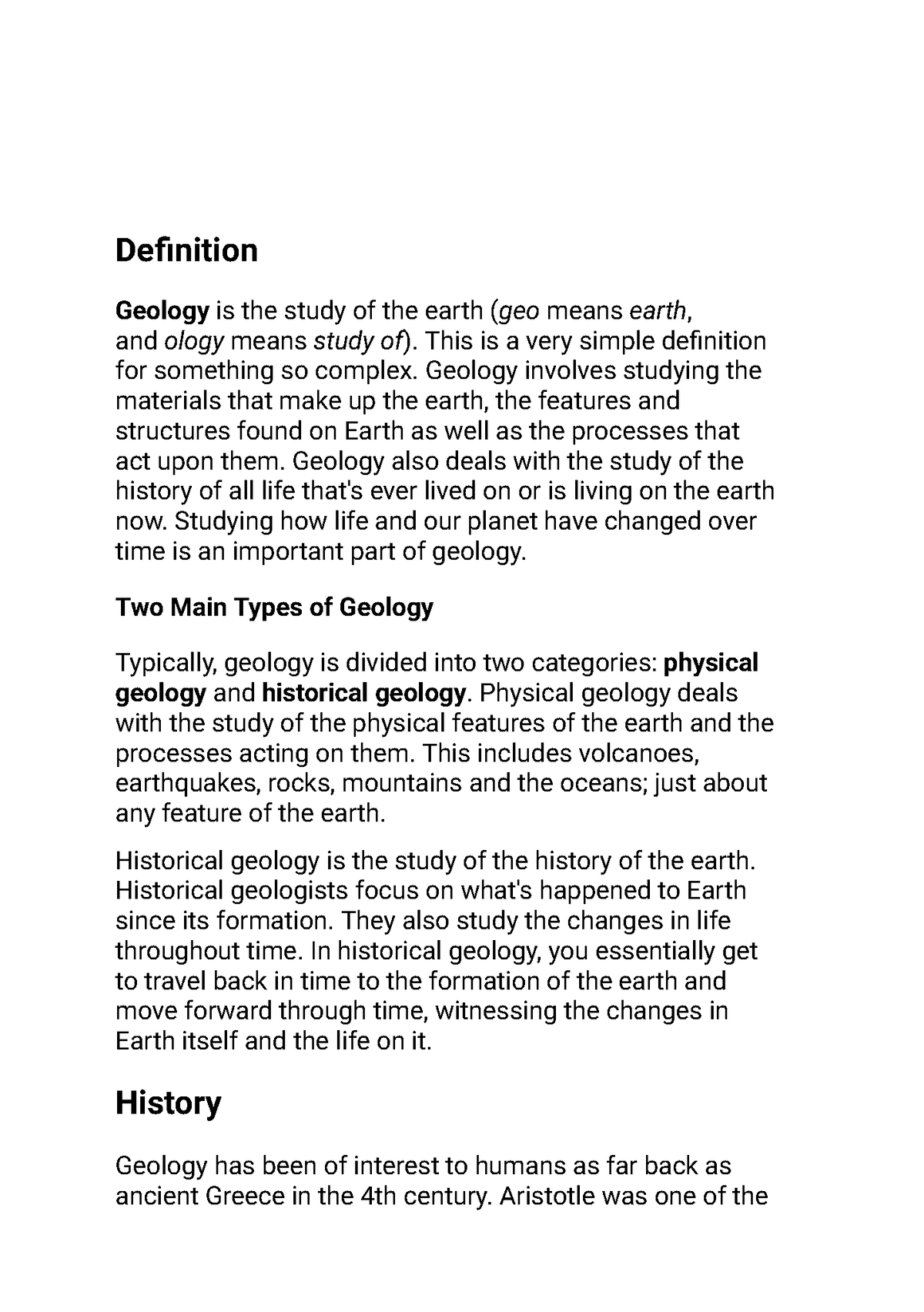 definition of geology essay