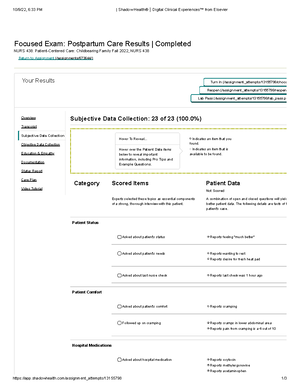 Shadow Health Non-Reassuring Fetal Status Intervention Activity - 10/7 ...