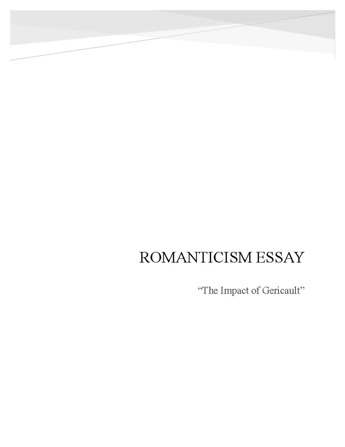 an essay about romanticism