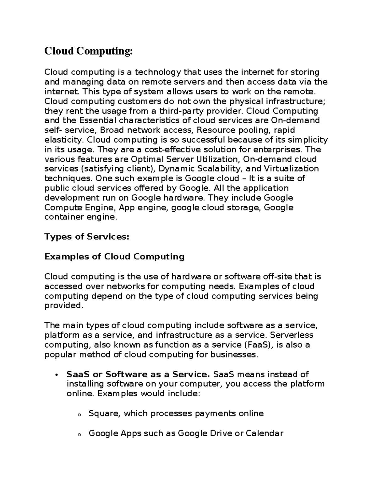 Cloud Computing - Cloud Computing: Cloud computing is a technology that ...