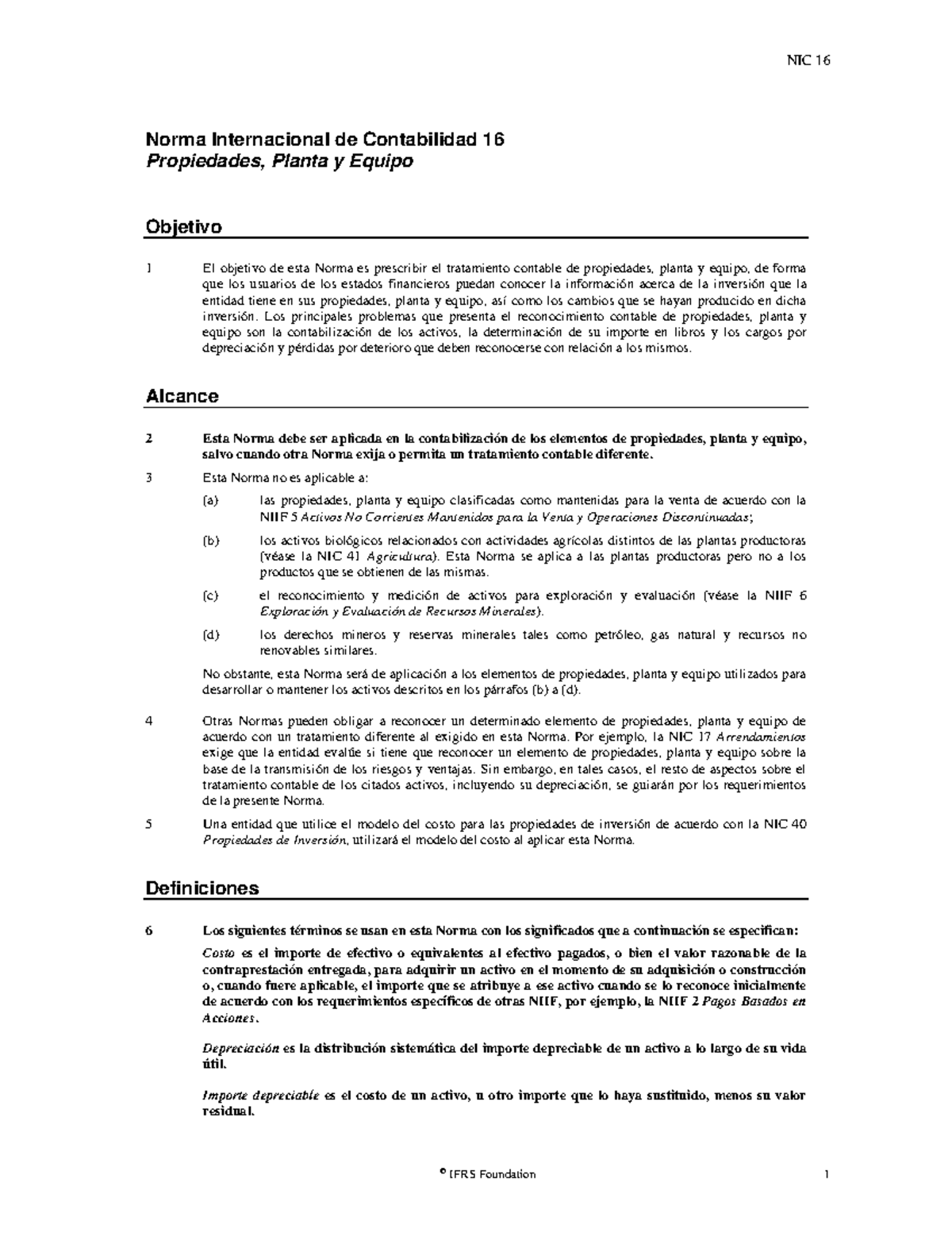 Nic 16 2018 Nic 16 2018 Norma Internacional De Contabilidad 16 Propiedades Planta Y Equipo 9668