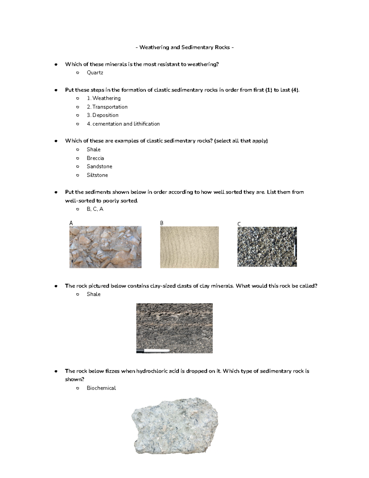 Geology 120 RPA 5 Weathering and Sedimentary Rocks - Weathering and ...