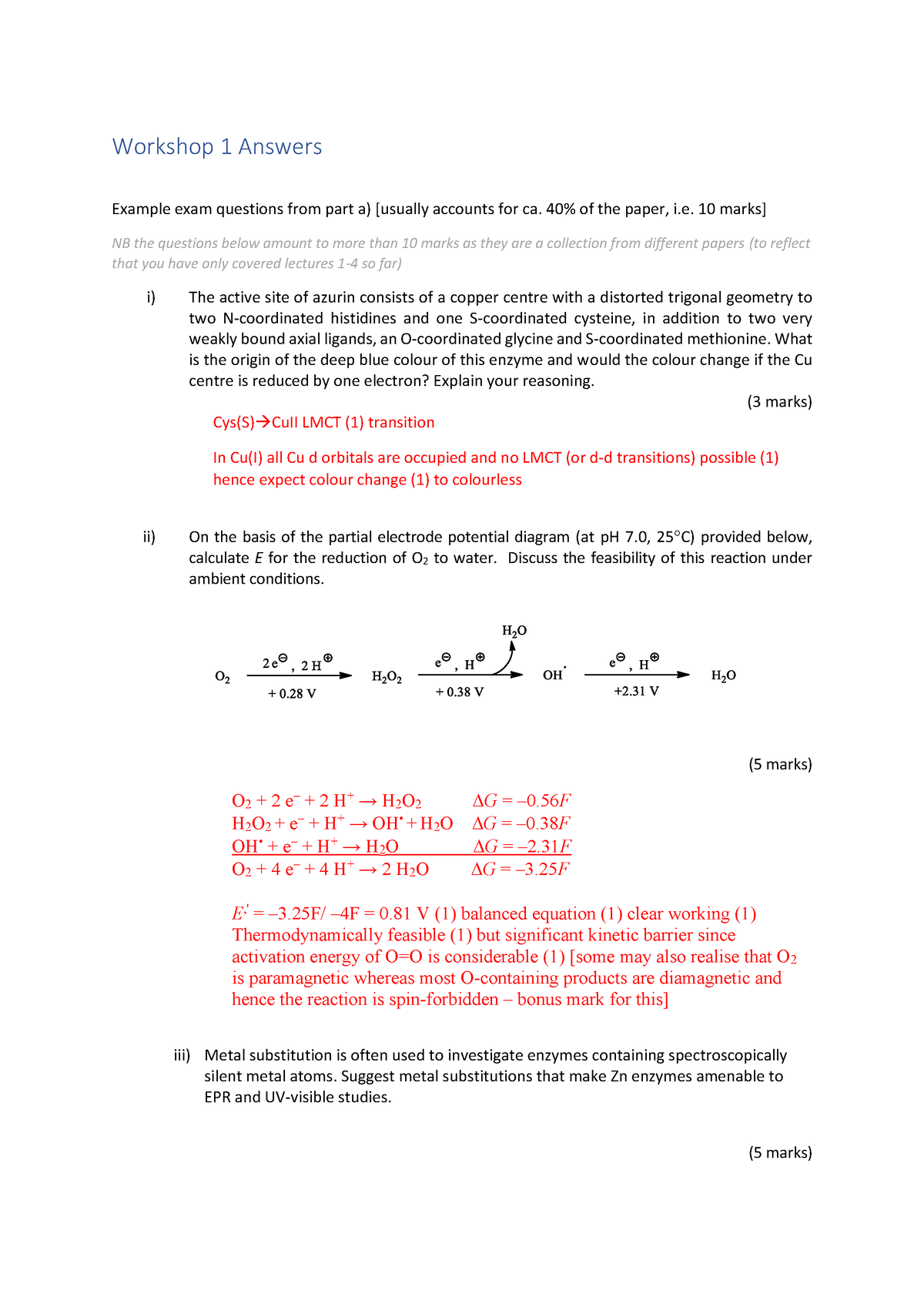 bioinorganic chemistry nptel assignment answers