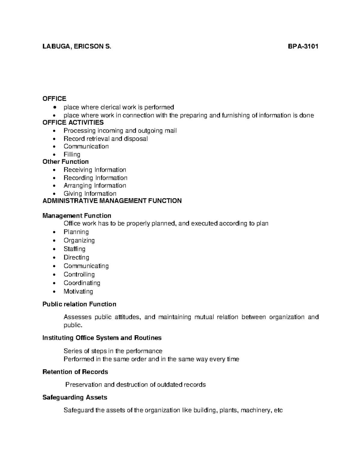 Office and System Management Reviewer - LABUGA, ERICSON S. BPA- OFFICE ...