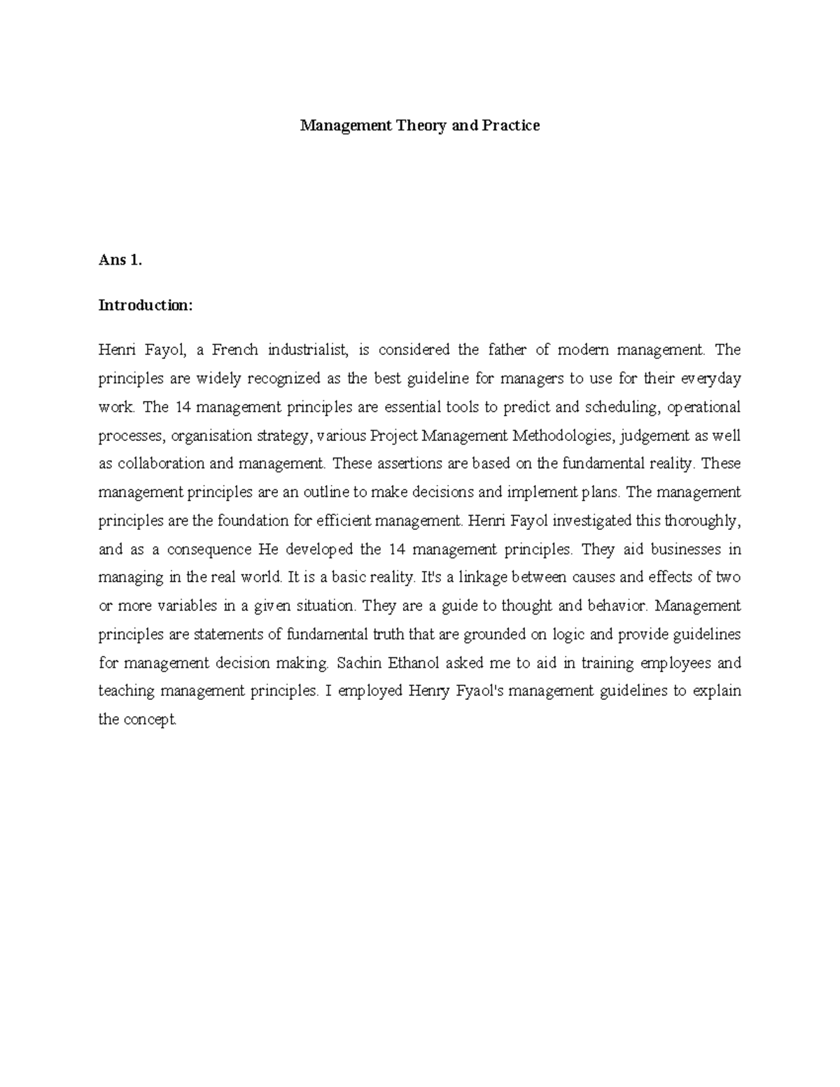 Management theory and practice 1a 5 - Management Theory and Practice ...