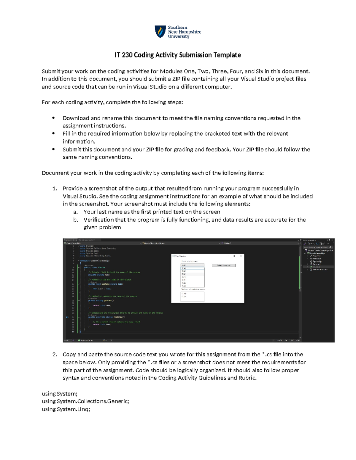 Create Classes Obj - Module 6 coding activity doc. - IT 230 Coding ...