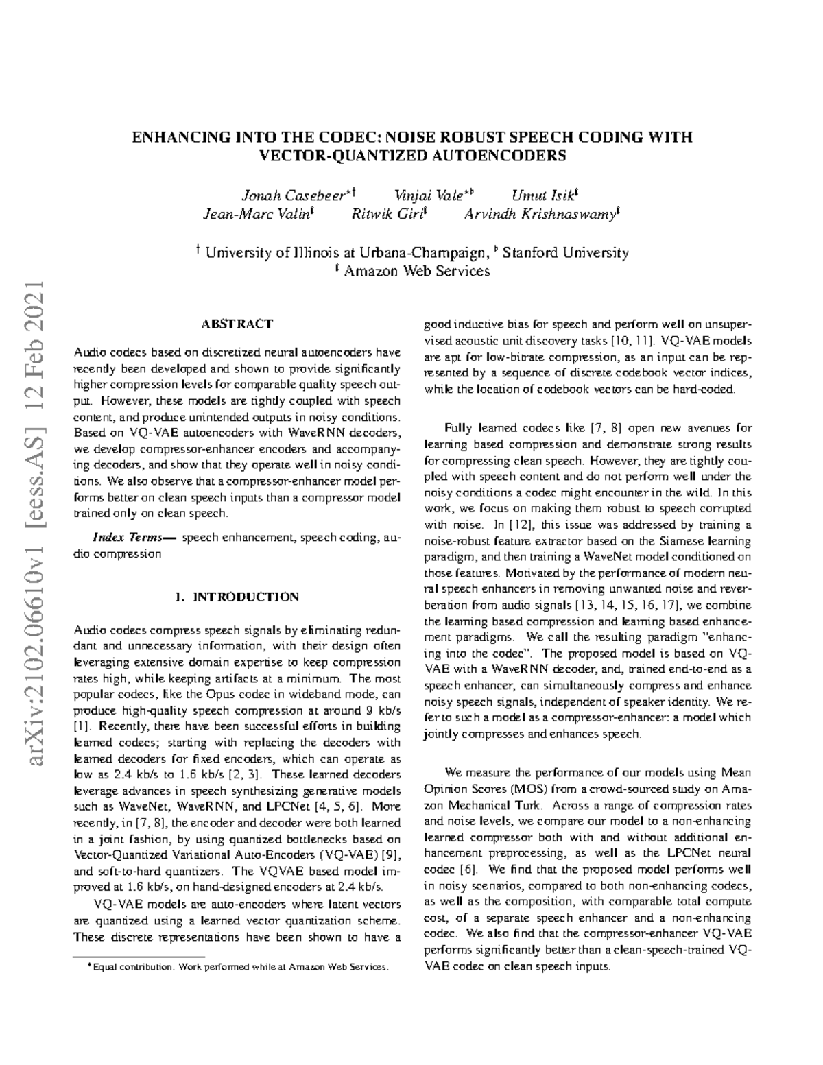 2102 - mmdmdmdmd - ENHANCING INTO THE CODEC: NOISE ROBUST SPEECH CODING ...