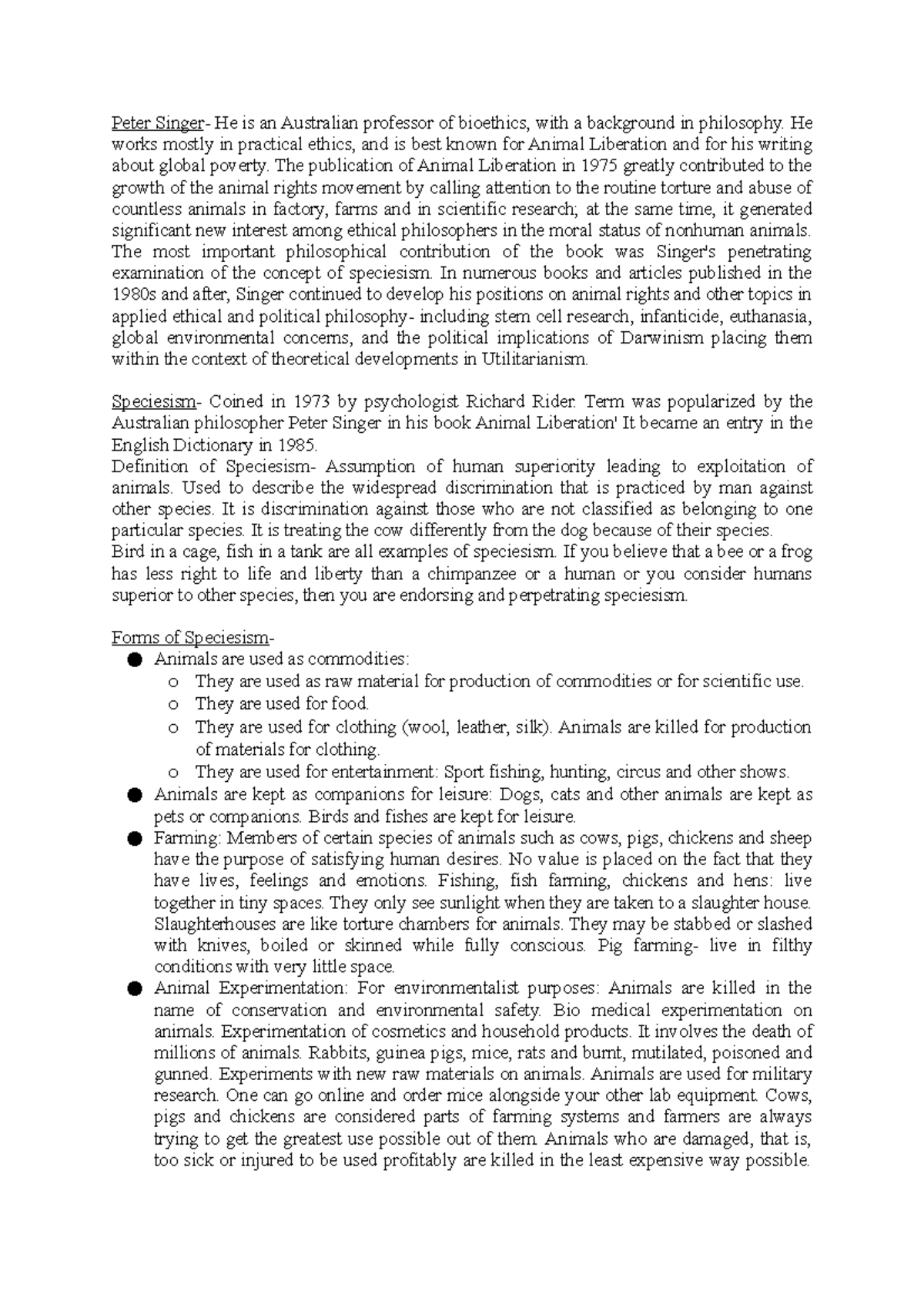 Animal Ethics Peter Singer He is an Australian professor of