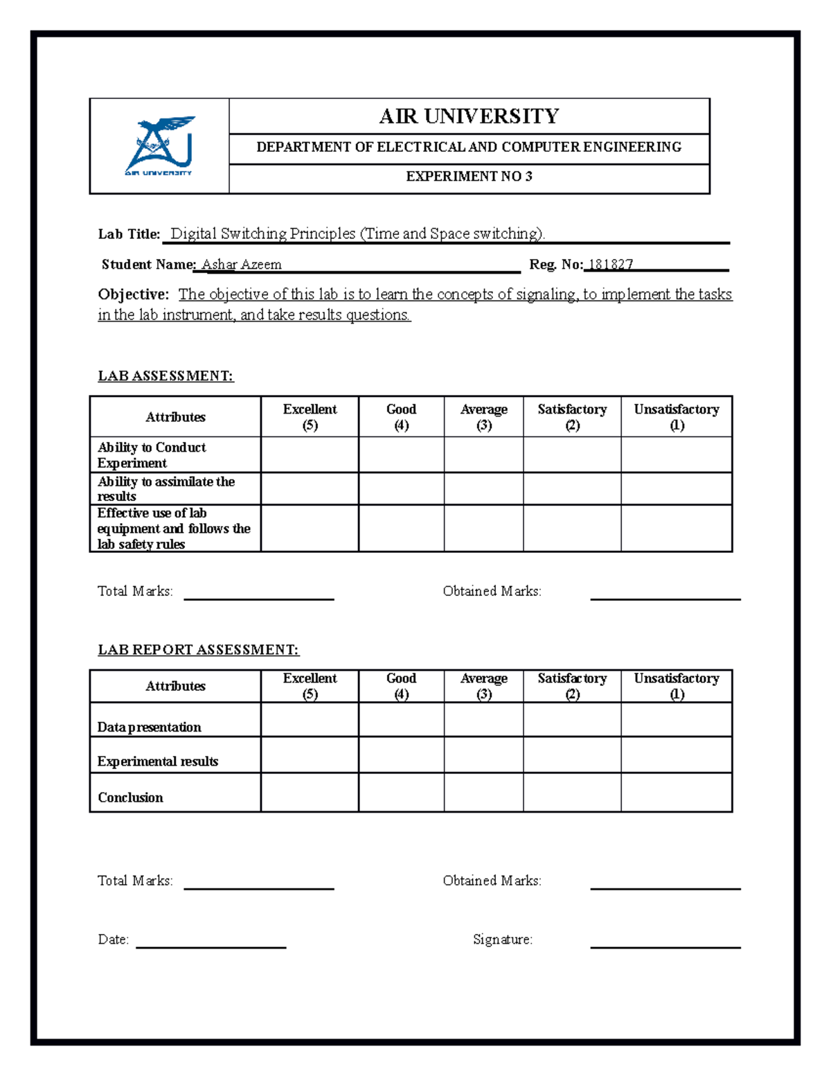 Telecommunications Networks Laboratory Lab Report 3 - AIR UNIVERSITY ...