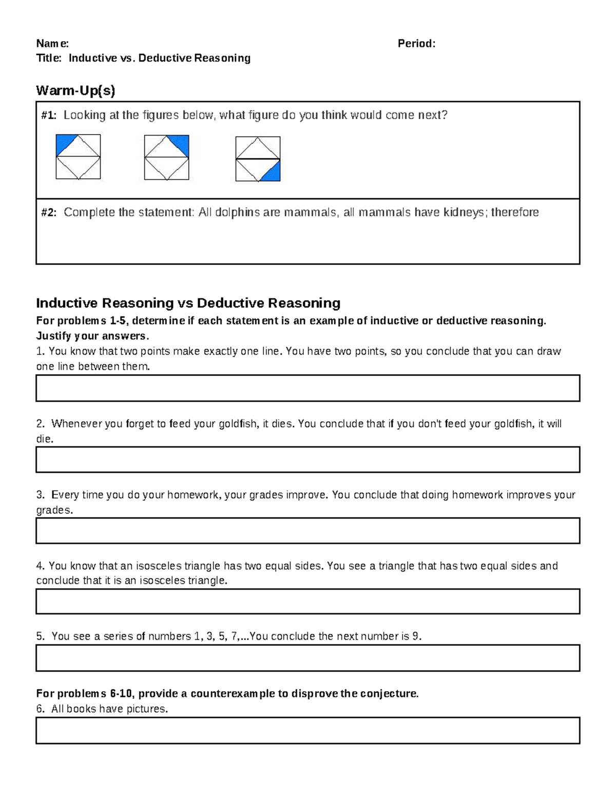 Geom H T04 Logic And Proof Study Guide Google Docs Name Period