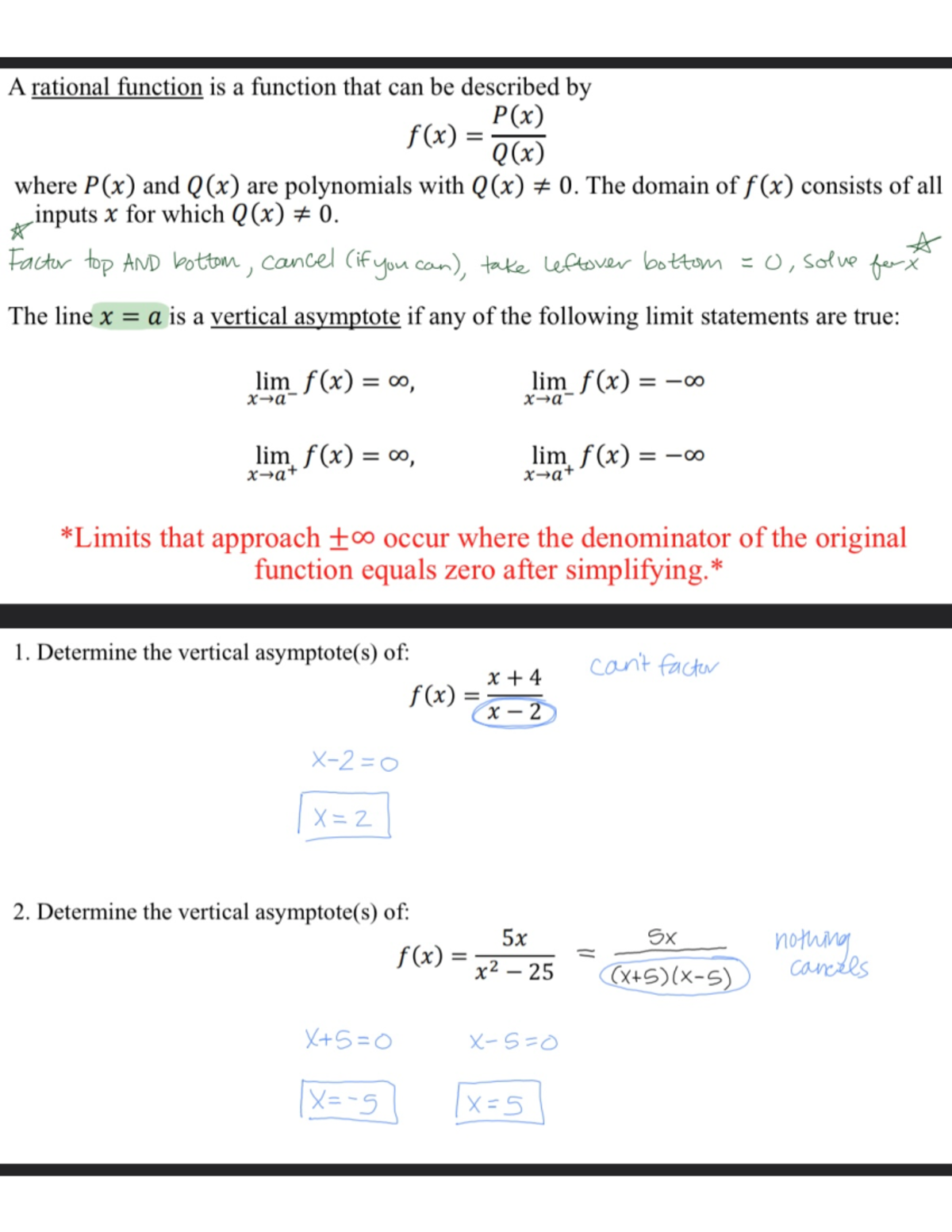 Business Cal- Asymptotes and Rational Functions - MA 1613 - Studocu