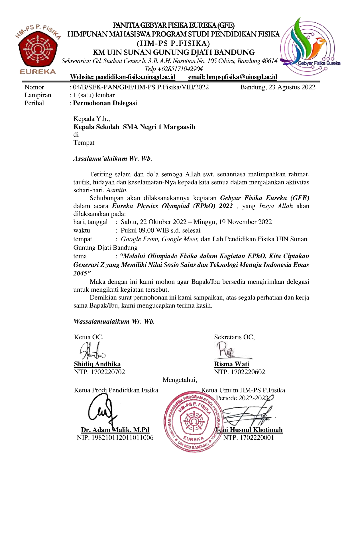 04 B Surat Permohonan Delegasi EPHO SMA Negri 1 Margaasih - PANITIA ...