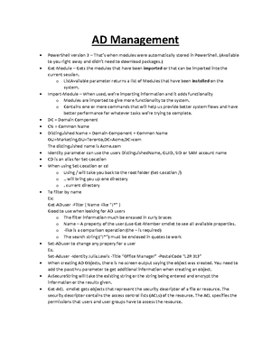 Labs Combined Test 3 - Notes for test 3 - Active Directory Management ...
