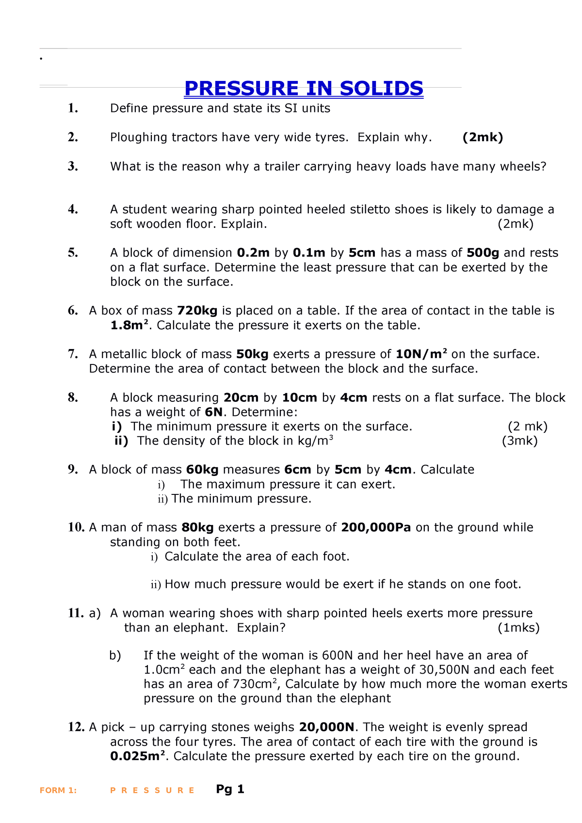 physics-pressure-questions-pressure-in-solids-1-define-pressure