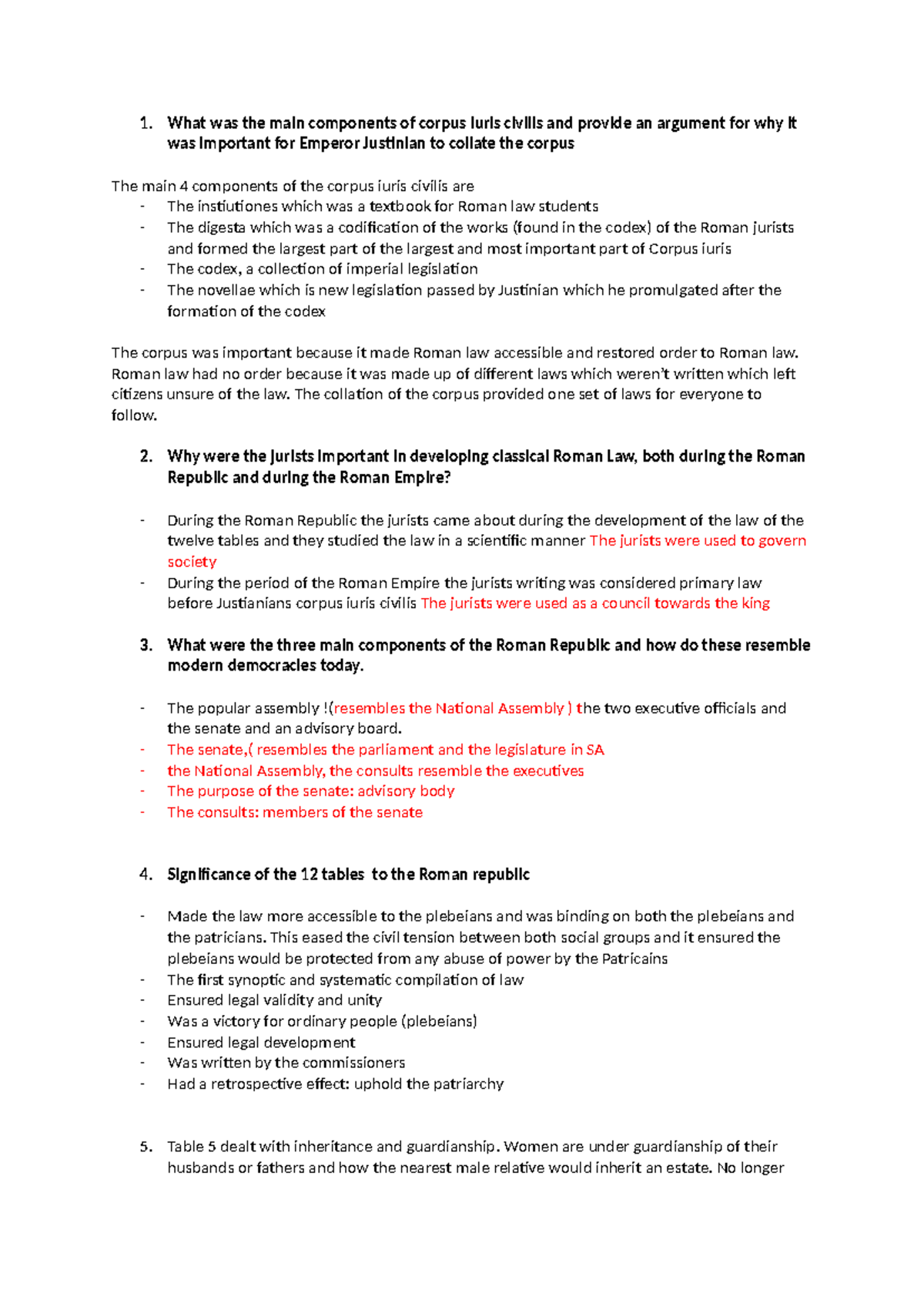 Document - This tutorial had to do with the Roman history of law - What ...