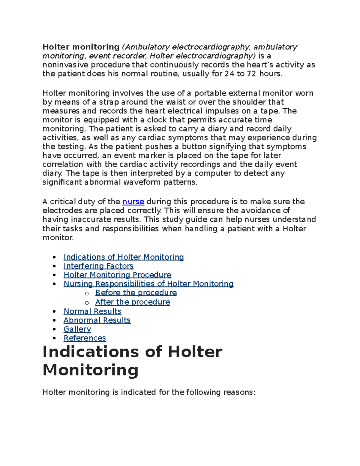DiagnosticHolter monitoring Holter monitoring (Ambulatory