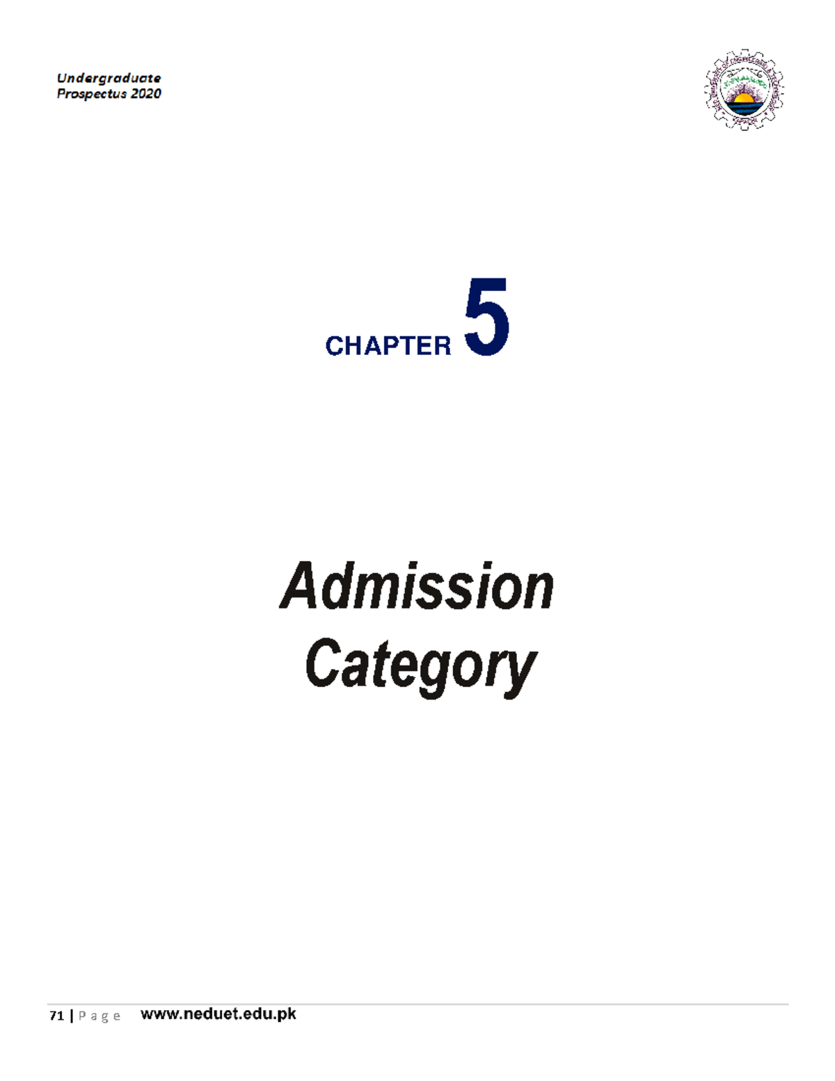 Prospectus chapter 5 - CHAPTER 5 Admission Category 5 REGULAR SCHEME. 5 ...