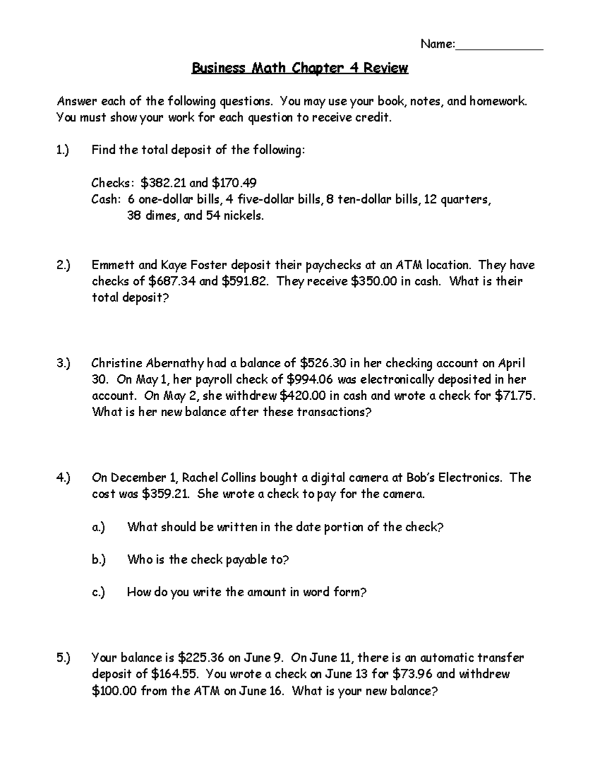 business math chapter 4 homework