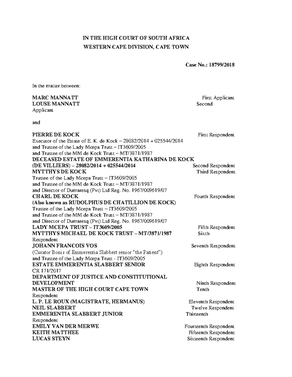 54 - Case law - IN THE HIGH COURT OF SOUTH AFRICA WESTERN CAPE DIVISION ...