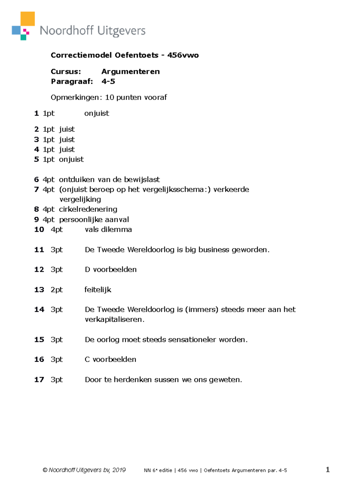 19juninn 6 456v C06 Argumenteren Oefentoets Par4-5 Correctiemodel ...