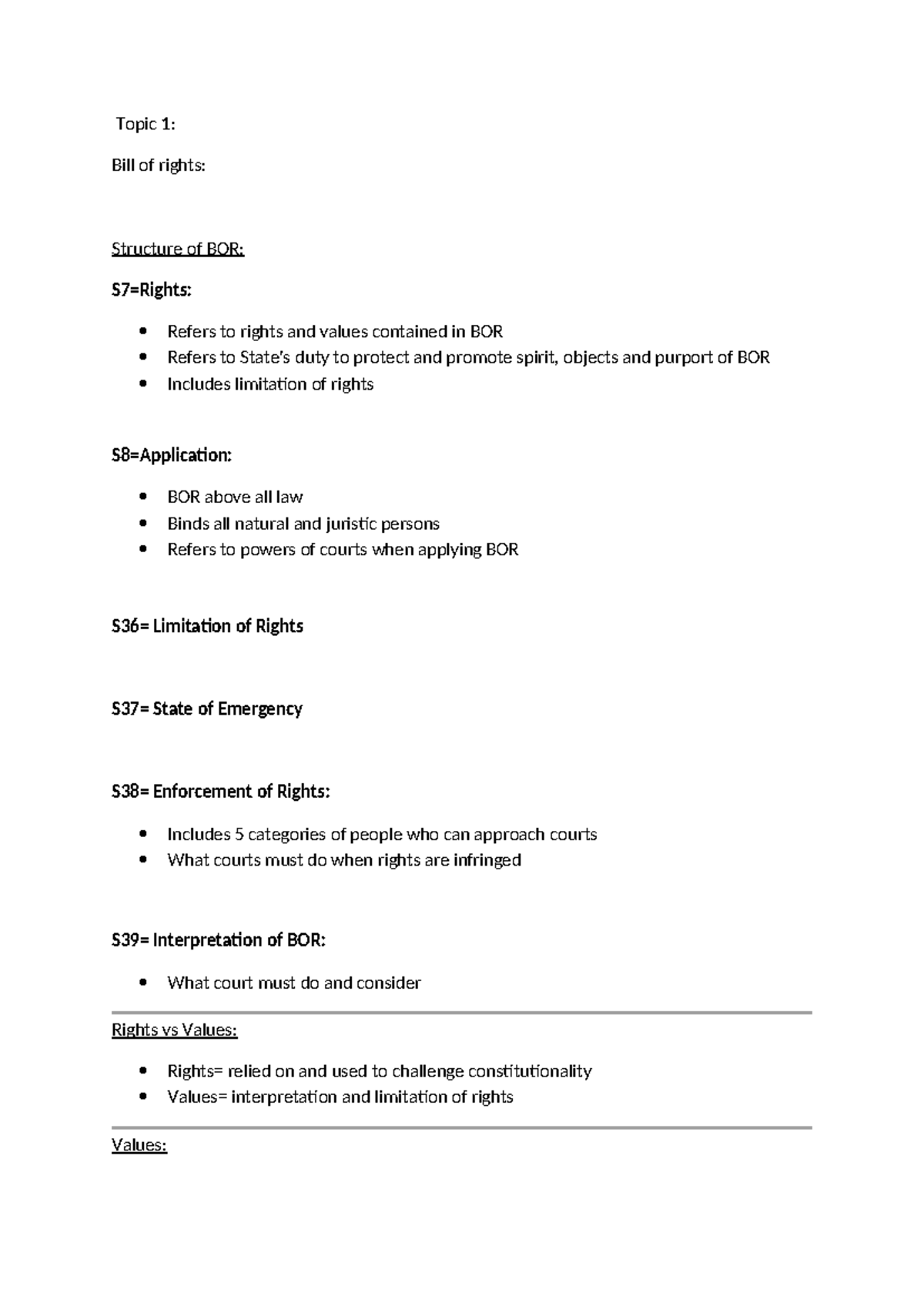 Topic 1 - Bill of Rights - Topic 1: Bill of rights: Structure of BOR ...