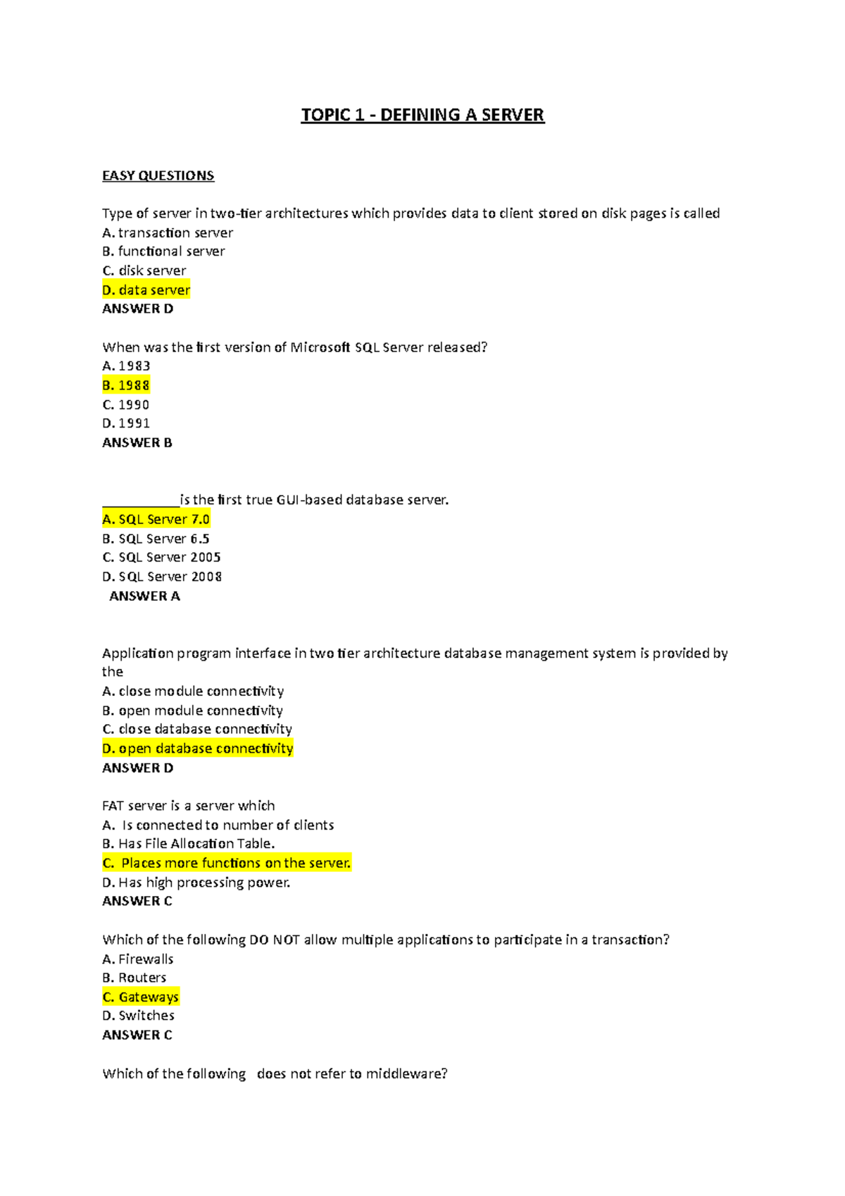 Server Technology 500 - Notes - TOPIC 1 - DEFINING A SERVER EASY ...