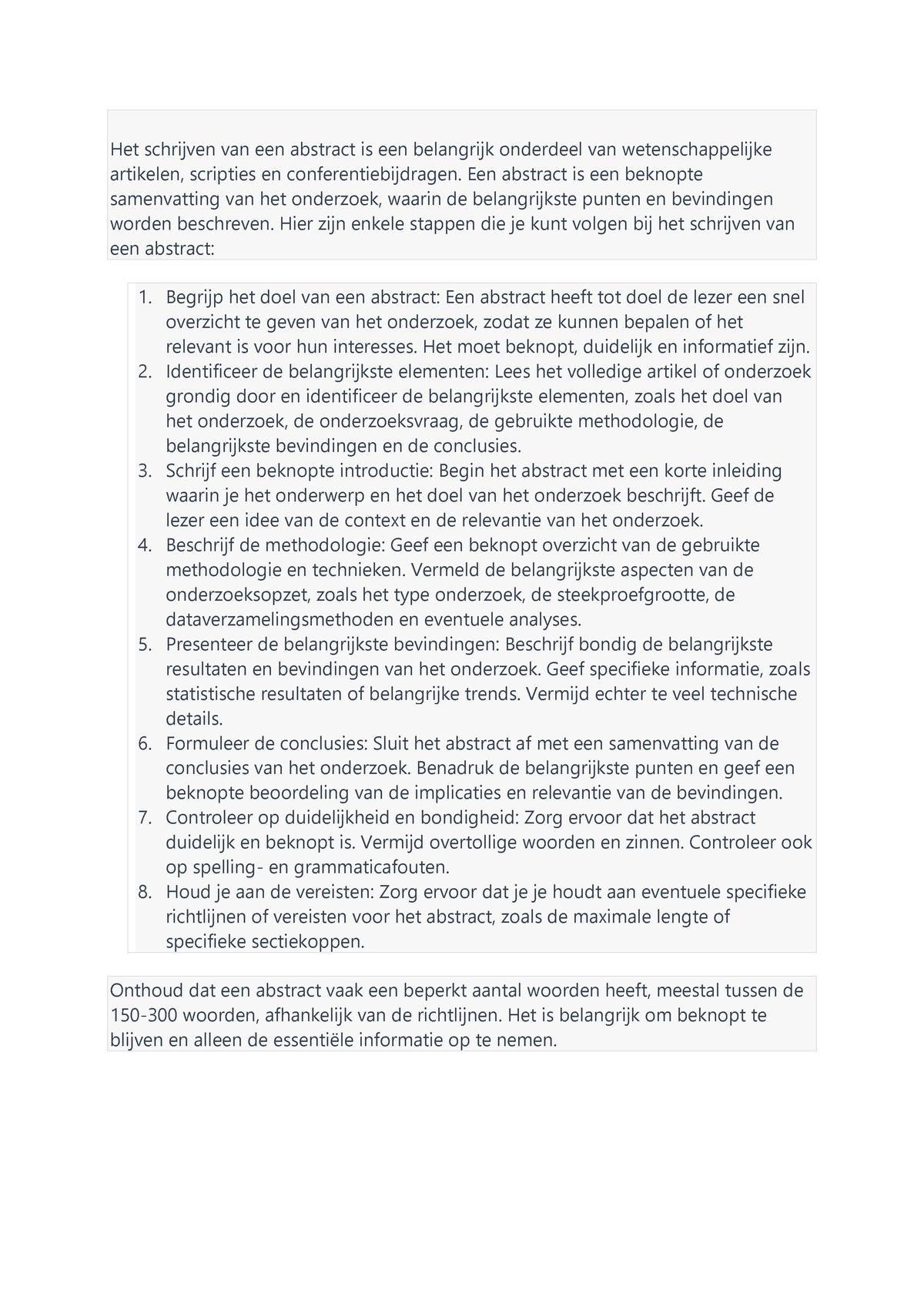 abstract thesis schrijven