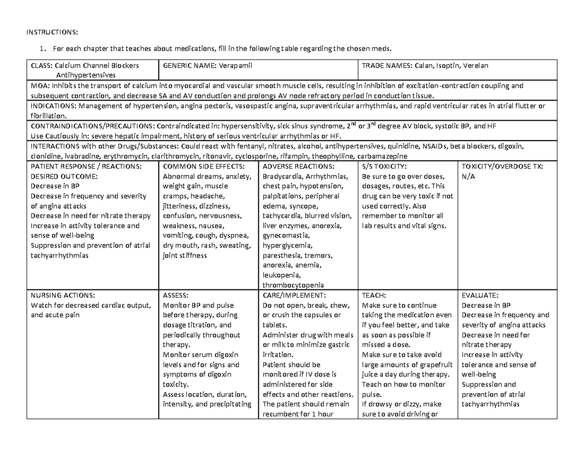 Isoptin med card - INSTRUCTIONS: For each chapter that teaches about ...