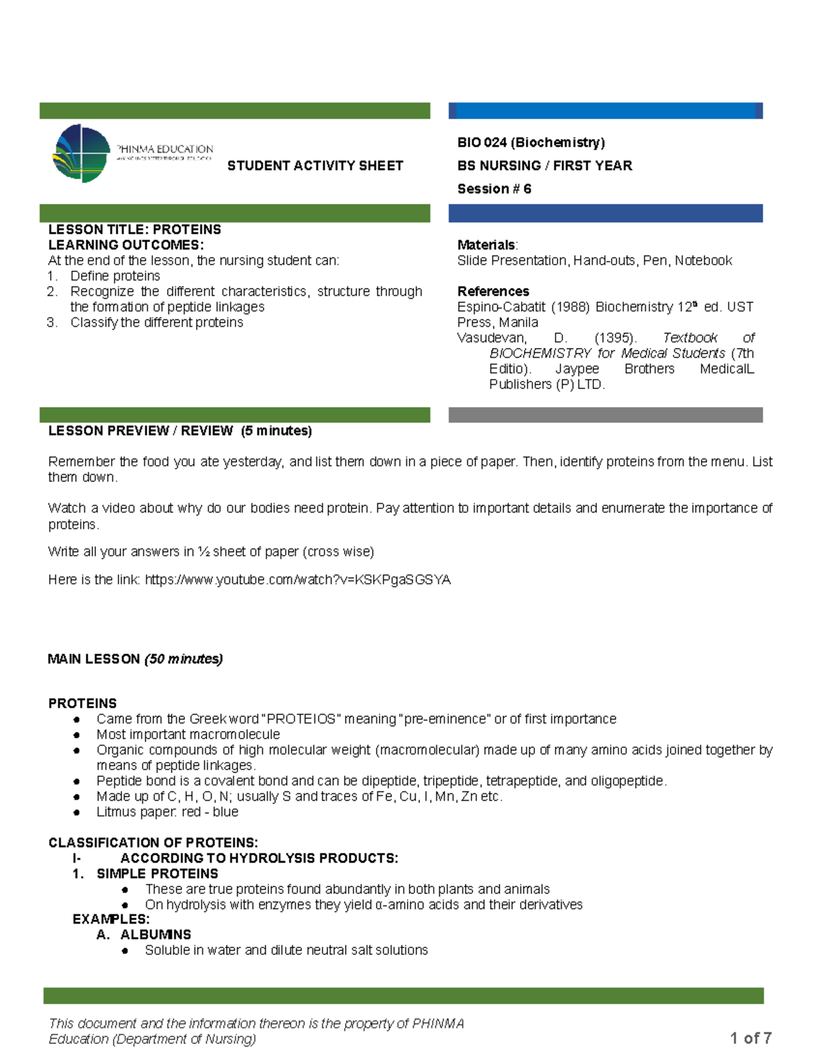 BIO 024 Session 6 - BIOCHEM - FAYE SALUD - STUDENT ACTIVITY SHEET BIO ...