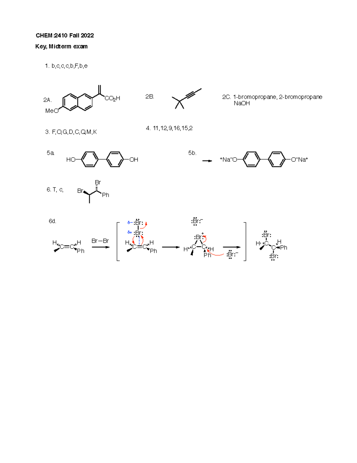 2410 Sample Midterm Key - CHEM2220000A - 2A. MeO CO 2 H 2B. 2C. 1 ...