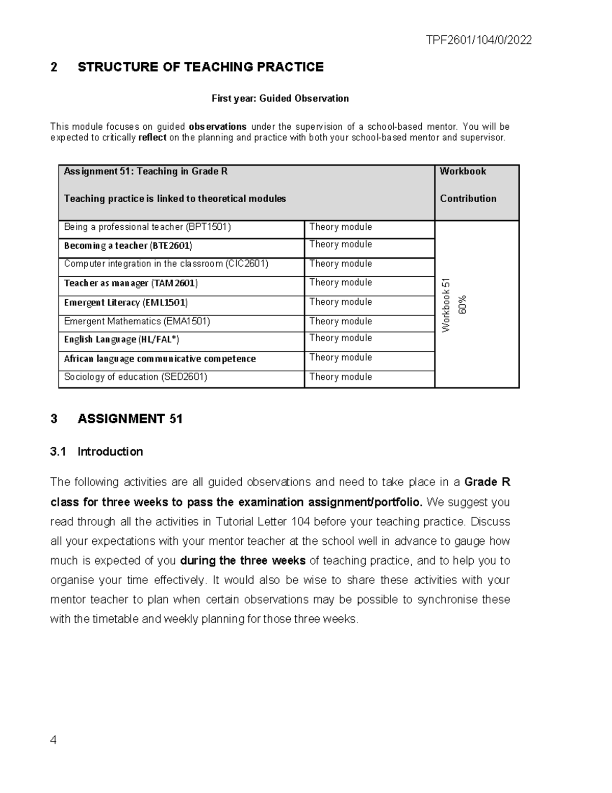 Assignment 51 - Practice - 2 STRUCTURE OF TEACHING PRACTICE First year ...