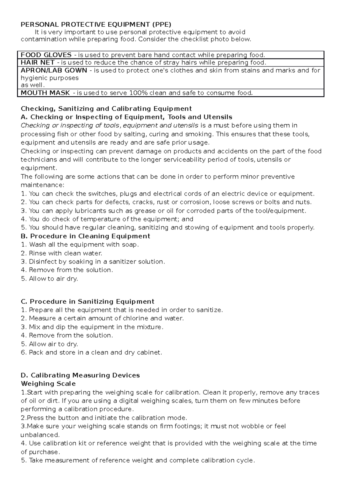 Personal Protective Equipment PERSONAL PROTECTIVE EQUIPMENT (PPE) It