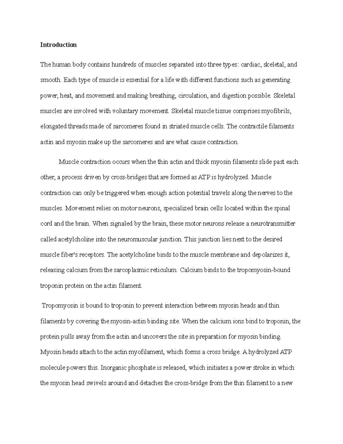 Major muscle writing assignment - Introduction The human body contains ...