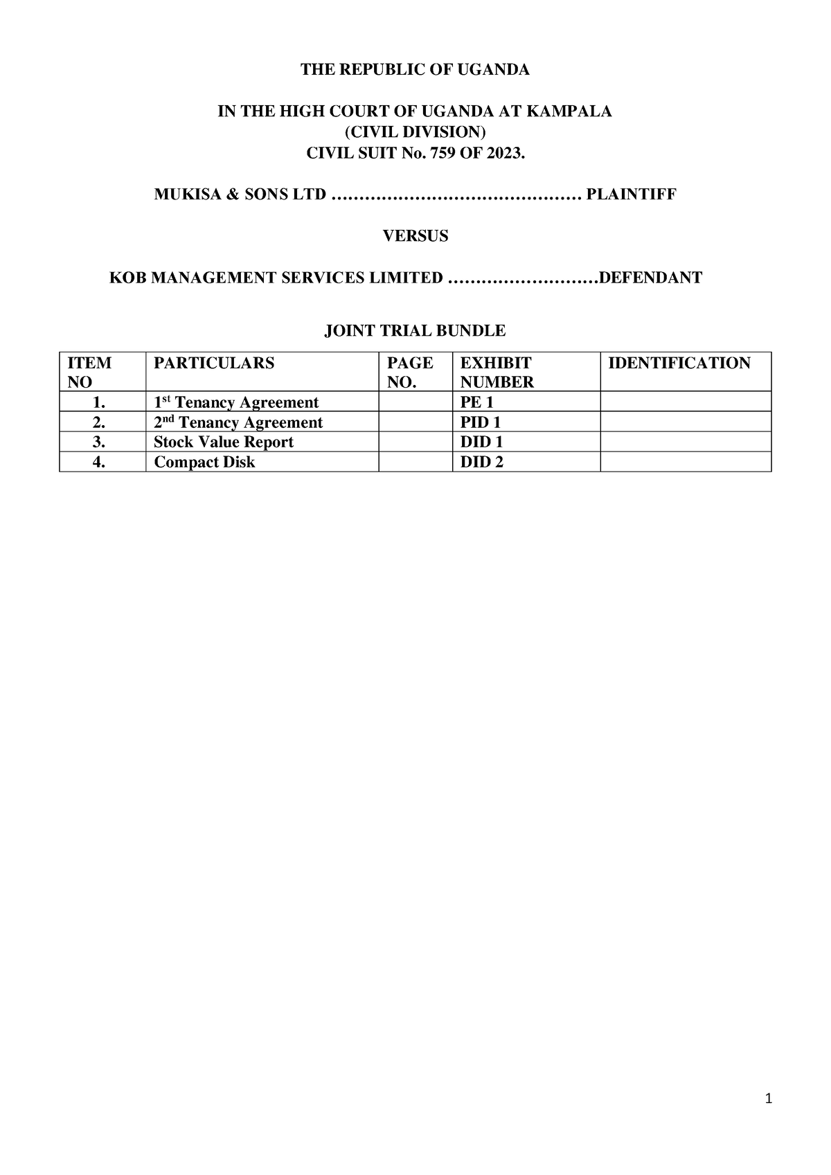 Trial Bundle Final THE REPUBLIC OF UGANDA IN THE HIGH COURT OF UGANDA   Thumb 1200 1697 