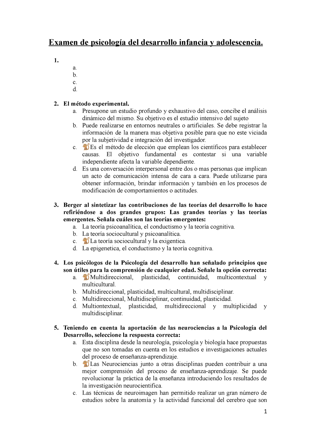 Examen De Psicología Del Desarrollo Infancia Y Adolescencia.docx - 1. A ...