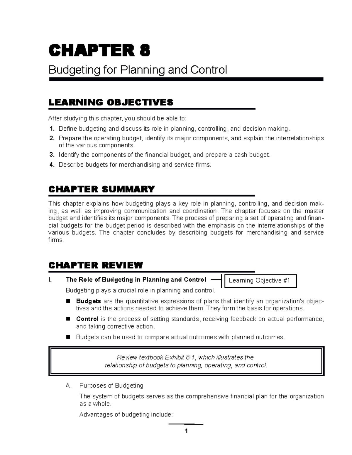 B - Informative - CHAPTER 8 Budgeting For Planning And Control LEARNING ...