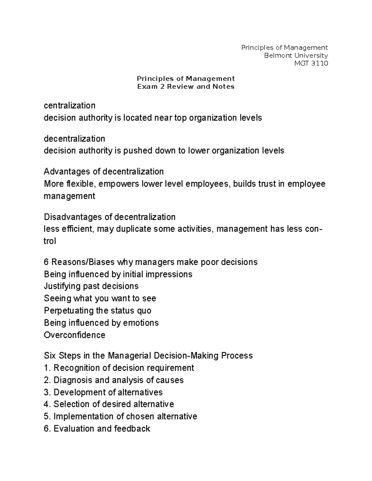 Principles Of Management Exam 2 Notes - Principles Of Management ...