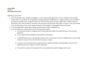 L5 - Article 6 ECHR - Art 6 ECHR - L5 – Article 6 ECHR ARTICLE 6 ECHR ...