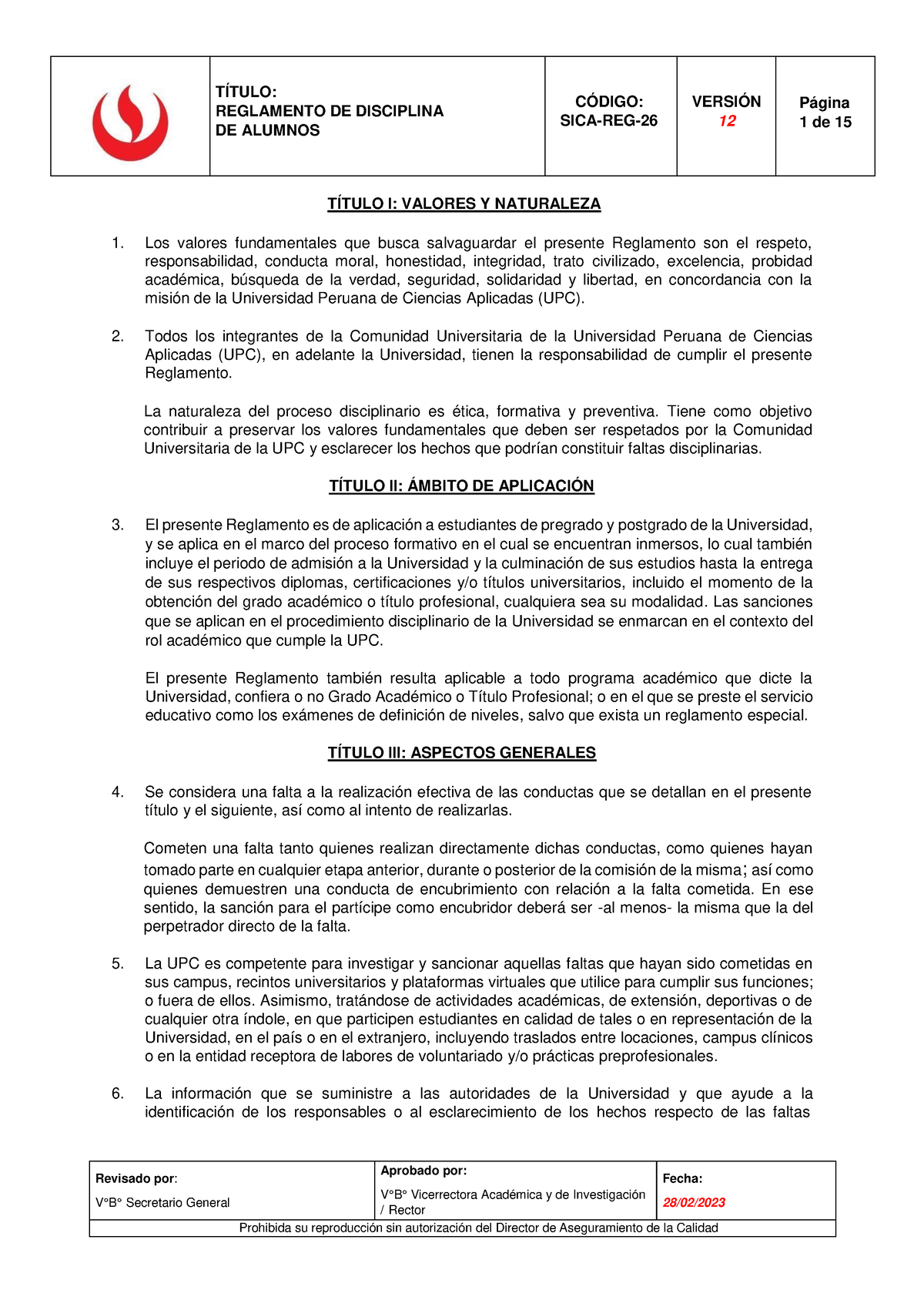 Reglamento De Disciplina De Alumnos - REGLAMENTO DE DISCIPLINA DE ...