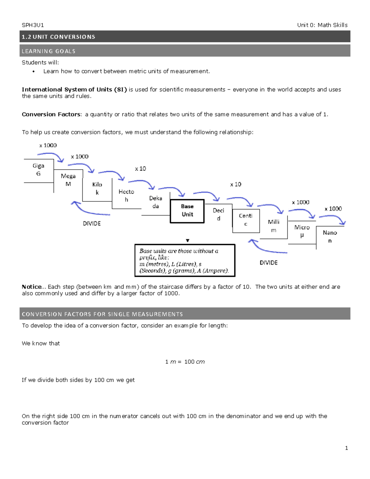 Lesson 02 - Unit Conversions - 1 UNIT CONVERSIONS LEARNING GOALS ...