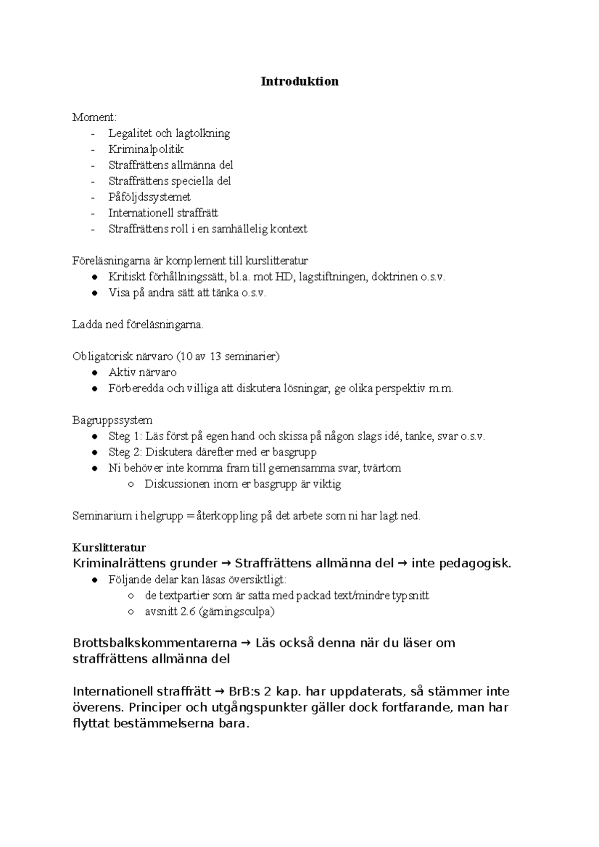 Introduktion - Kursens första föreläsning - Introduktion Moment ...