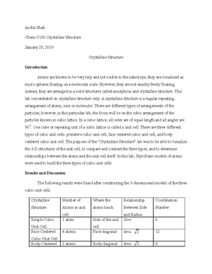 Crystalline structure report