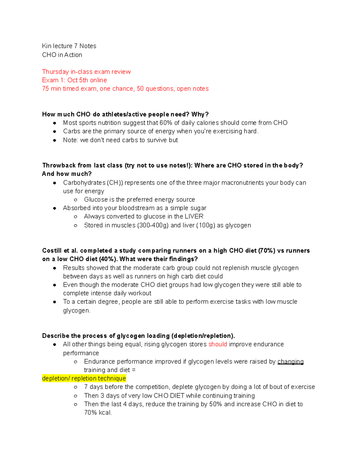 Kin lecture 7 Notes - Kin lecture 7 Notes CHO in Action Thursday in ...