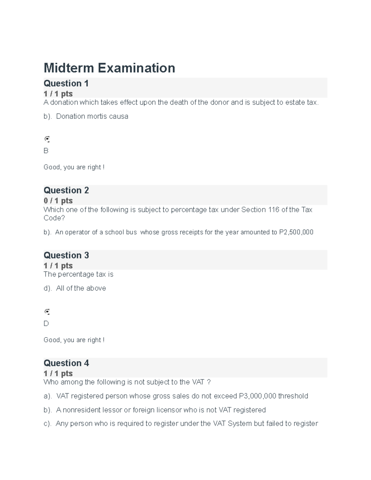 Midterm Examination In Business Tax 004 - Skip To Content Midterm ...