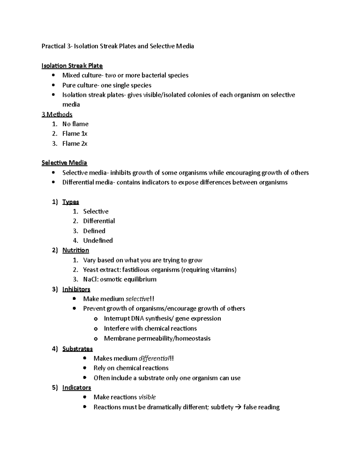 Microbiology Lab Practical 3 Review Practical 3 Isolation Streak