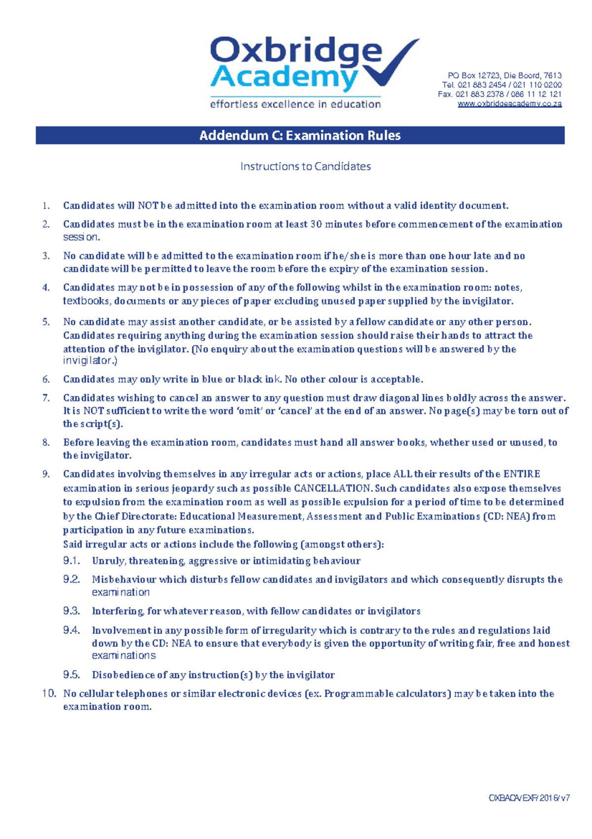 Examination-rules - Entrepreneurship and business management exam ...