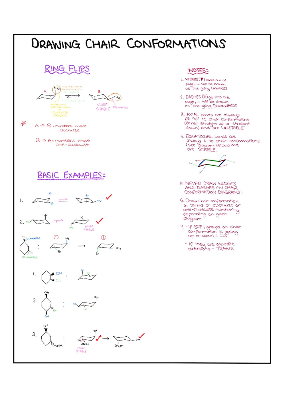 Chair Conformations - DRAWING CHAIR CONFORMATIONS RING FLIPS NOTES: 1 ...